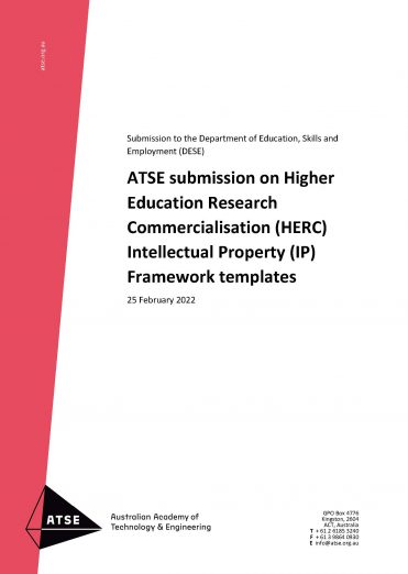 ATSE submission on Higher Education Research Commercialisation HERC Intellectual Property IP Framework