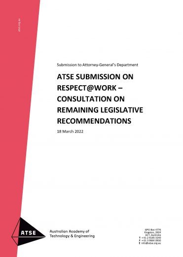 ATSE Submission on Respect@Work – Consultation on Remaining Legislative Recommendations