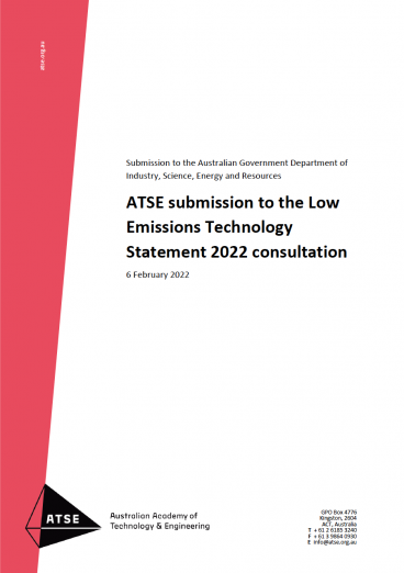 ATSE submission to the Low Emissions Technology Statement 2022 consultation