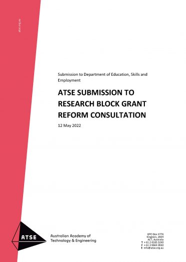 Atse Submission To Research Block Grant Reform Consultation cover page