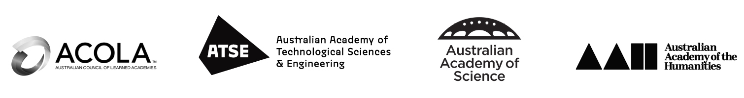 Logos of the Australian Council of Learned Academies, the Australian Academy of Technological Sciences and Engineering, the Australian Academy of Science, and the Australian Academy of Humanities